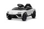 Auto elettrica per bambini Lamborghini Lanzador 12V con trazione posteriore, con licenza (posti singoli), bianca, batteria al litio, luci LED, sedile largo, telecomando 2,4 GHz, lettore MP3 con ingresso USB/AUX e connessione Bluetooth