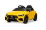 Macchina elettrica per bambini Mercedes CLE 12V con trazione posteriore, giallo, monoposto, batteria al litio, luci LED, sedile largo, telecomando 2,4 GHz, lettore MP3 con ingresso USB/AUX e connessione Bluetooth, Licenza ORIGINALE