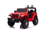 Auto elettrica per bambini Wrangler JEEP, rosso, Sedile doppio in similpelle, radio con ingresso Bluetooth e USB, unità 4x4, batteria 12V10Ah, ruote EVA, assi di sospensione, telecomando da 2,4 GHz, con licenza