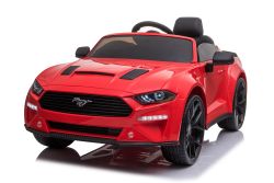 Auto elettrica per bambini Ford Mustang 24V, rossa, ruote in EVA morbide, motori 2 x 16000 rpm, batteria 24V, telecomando 2,4 GHz, lettore MP3 con USB, licenza ORIGINALE