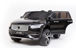 Volvo XC90 elettrico, nero, doppio sedile in similpelle, lettore MP3 con ingresso e USB, sportelli e cofano apribili, batteria 12V10Ah, ruote EVA, assi di sospensione, telecomando da 2,4 GHz, con licenza