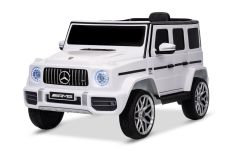 Macchinina Elettrica Mercedes G Nuova, Bianco, Originale con Licenza, Alimentata a Batteria, Porte Apribili, Singolo Sedile, 2 Motori, Batteria al Litio, Telecomando 2.4 GHz, Sospensione Posteriore, Partenza Morbida
