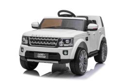 Land Rover Discovery, macchina elettrica per bambini, bianco, con licenza originale, alimentato a batteria, luci a LED, porte e cofano apribili, 2 motori da 35 W, batteria da 12 V, telecomando da 2,4 Ghz, sospensioni, avvio regolare,