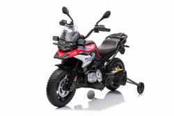 Motocicletta elettrica BMW F850 GS, con licenza, batteria 12V, ruote morbide EVA, 2 motori da 35W, luci a LED, ruote ausiliarie, lettore MP3 con ingresso USB/Aux, rosso