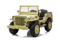 Auto elettrica USA ARMY 4X4 per bambini, Tre posti, Lettore MP3 con ingresso USB / SD, Sospensioni su tutte le ruote, Luci a LED, Parabrezza pieghevole, Batteria 12V14AH, Ruote EVA, Sedili in similpelle, Telecomando 2,4 GHz, 4 x 4 Guida