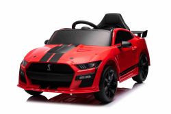 Ford Shelby Mustang GT 500 Cobra Auto elettrica per bambini, Rossa, Telecomando 2,4 GHz, ingresso USB, luci LED, motore 2 x 30 W, licenza ORIGINALE