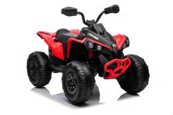 Quad elettrico Ride-on Can-am Renegade, rosso, monoposto, sospensioni anteriori e posteriori, luci a LED, batteria da 12 V, motori 2 x 35 W, ruote EVA morbide, lettore MP3 con ingresso USB/AUX, con licenza