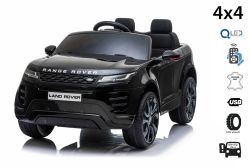 Range Rover EVOQUE elettrico per bambini, nero, Sedile singolo in similpelle, lettore MP3 con ingresso USB, unità 4x4, batteria 12V10Ah, ruote in EVA, assi delle sospensioni, avviamento con chiave, telecomando Bluetooth da 2,4 GHz, con licenza
