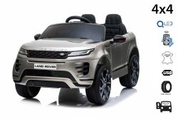 Range Rover EVOQUE elettrico per bambini, verniciato grigio, Sedile singolo in similpelle, lettore MP3 con ingresso USB, unità 4x4, batteria 12V10Ah, ruote in EVA, assi delle sospensioni, avviamento con chiave telecomando Bluetooth da 2,4 GHz, con licenza