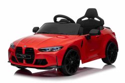 Auto elettrica per bambini BMW M4, rossa, telecomando da 2,4 GHz, ingresso USB/Aux, sospensioni, batteria da 12 V, luci a LED, 2 X motore, licenza ORIGINALE