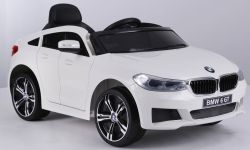Electric Ride on Car BMW 6GT - Seggiolino monoposto, bianco, con licenza originale, alimentato a batteria, portiere apribili, 2x motore, batteria 2x 6V / 4 Ah, telecomando 2.4 Ghz, avviamento regolare