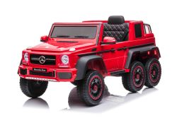 Macchina elettrica per bambini Mercedes-Benz G63 AMG 6X6, monoposto, rosso, 6 ruote con sospensioni indipendenti, guida 4 motori da 45 W, batteria 12V10AH, ruote e sedile in plastica, telecomando, con licenza
