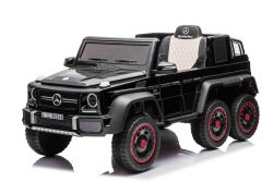 Macchina elettrica per bambini Mercedes-Benz G63 AMG 6X6, monoposto, nera, 6 ruote con sospensioni indipendenti, guida 4 motori da 45 W, batteria 12V10AH, ruote e sedile in plastica, telecomando, con licenza