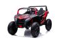 Macchinina elettrica per bambini 24V UTV XXL, rossa, due posti in pelle, dischi freno, motor da 24V, luci a LED, ruote in gomma gonfiabili con sospensione posteriore, lettore MP3 con USB e Bluetooth, volante regolabile