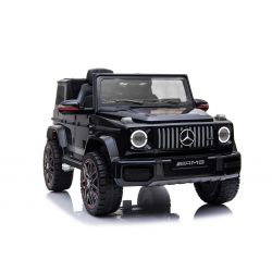 Auto elettrica per bambini Mercedes G Nuovo, nero, con licenza originale, alimentazione a batteria, portiere apribili, sedile singolo, 2x motore, batteria da 12 V, telecomando da 2,4 Ghz, sospensione posteriore, avvio regolare