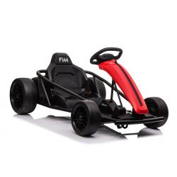 DRIFT-CAR 24V, rosso, ruote drift lisce, motore 2 x 350W, modalità deriva a 13 Km / h, batteria 24V, costruzione solida