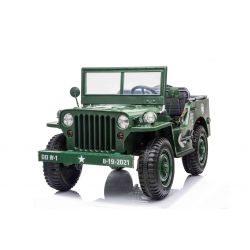 Auto elettrica USA ARMY 4X4 per bambini, Tre posti, Lettore MP3 con ingresso USB / SD, Sospensioni su tutte le ruote, Luci a LED, Parabrezza pieghevole, Batteria 12V14AH, Ruote EVA, Sedili in similpelle, Telecomando 2,4 GHz, 4 x 4 Guida