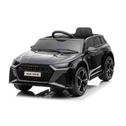 Auto elettrica Audi RS6, nera, sedile in pelle, porte apribili, motore 2x 25 W, batteria 12 V, telecomando 2,4 Ghz, ruote in EVA morbida, luci a LED, avviamento graduale, ammortizzatori, licenza ORIGINALE