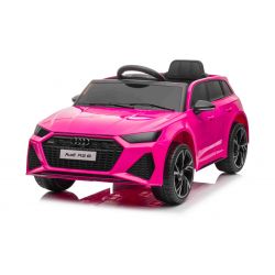 Auto elettrica Audi RS6, Rosa, Sedile in pelle, Sportelli apribili, Motore 2x 25W, Batteria 12 V, Telecomando 2,4 Ghz, Ruote EVA morbide, Luci LED, Avviamento graduale, Ammortizzatori, Licenza ORIGINALE