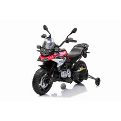 Motocicletta elettrica BMW F850 GS, con licenza, batteria 12V, ruote morbide EVA, 2 motori da 35W, luci a LED, ruote ausiliarie, lettore MP3 con ingresso USB/Aux, rosso