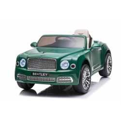 Auto elettrica Bentley Mulsanne 12V, verde, Sedile in similpelle, Telecomando 2.4 GHz, Ruote Eva, Ingresso USB/Aux, Sospensione, Batteria 12V/7Ah, Luci LED, Ruote Soft EVA, Motore 2 X 35W, Patente ORIGINALE