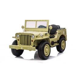 Auto elettrica USA ARMY 4X4 per bambini, Tre posti, Lettore MP3 con ingresso USB / SD, Sospensioni su tutte le ruote, Luci a LED, Parabrezza pieghevole, Batteria 12V14AH, Ruote EVA, Sedili in similpelle, Telecomando 2,4 GHz, 4 x 4 Guida