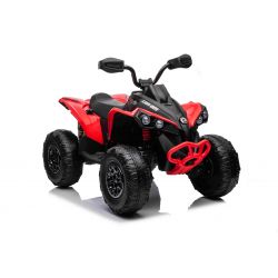 Quad elettrico Ride-on Can-am Renegade, rosso, monoposto, sospensioni anteriori e posteriori, luci a LED, batteria da 12 V, motori 2 x 35 W, ruote EVA morbide, lettore MP3 con ingresso USB/AUX, con licenza