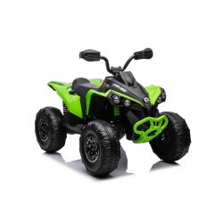 Quad elettrico Ride-on Can-am Renegade, verde, monoposto, sospensioni anteriori e posteriori, luci a LED, batteria da 12 V, motori 2 x 35 W, ruote EVA morbide, lettore MP3 con ingresso USB/AUX, con licenza