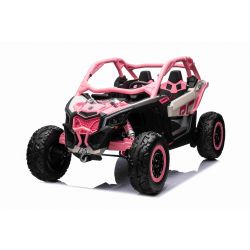 Auto elettrica Can-am Maverick, Rosa, biposto, sospensione anteriore e posteriore, telecomando da 2,4 Ghz, batteria portatile, motori 4 x 35 W, ruote EVA, sedile conducente regolabile, lettore MP3 con ingresso USB/SD, con licenza