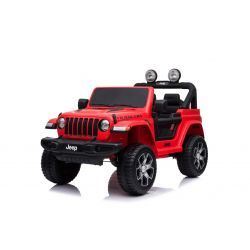Wrangler JEEP elettrico, rosso, Sedile doppio in similpelle, radio con ingresso Bluetooth e USB, unità 4x4, batteria 12V10Ah, ruote EVA, assi di sospensione, telecomando da 2,4 GHz, con licenza