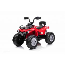 QUAD elettrico SUPERPOWER 12V, rosso, ruote in plastica con elastico, motore 2 x 45W, sedile in plastica, sospensione, batteria 12V7Ah, lettore MP3