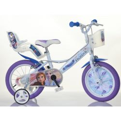 DINO Bikes - Kids bike 14 "144RF3 with seat and basket doll Frozen 2