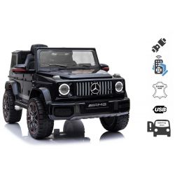 Auto elettrica per bambini Mercedes G Nuovo, nero, con licenza originale, alimentazione a batteria, portiere apribili, sedile singolo, 2x motore, batteria da 12 V, telecomando da 2,4 Ghz, sospensione posteriore, avvio regolare