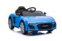 Audi R8 Spyder Macchina Elettrica per Bambini Nuovo tipo, blu, con licenza originale, alimentato a batteria, porte apribili, sedile in plastica, 2x motore da 25 W, batteria da 12 V, telecomando da 2,4 Ghz, avvio regolare, lettore MP3