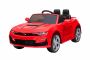 Auto elettrica per bambini Chevrolet Camaro, rossa, con licenza originale, alimentata a batteria da 12 V, porte apribili, Seduta in finta pelle, motore 2x 35 W, luci a LED, telecomando da 2,4 Ghz, ruote in EVA morbide, avviamento regolare