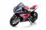 Moto elettrica BMW HP4 RACE 12V, con licenza, rossa, batteria 12V, ruote morbide EVA, motori 2 x 35W, sospensioni, telaio in metallo, forcella in metallo, ruote ausiliarie