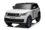 Auto elettrica Range Rover modello 2023, due posti, bianco, sedili in similpelle, radio con ingresso USB, trazione posteriore con sospensioni, batteria 12V7AH, ruote EVA, avviamento a chiave, telecomando da 2,4 GHz, con licenza