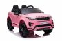 Range Rover EVOQUE elettrico per bambini, rosa, Sedile singolo in similpelle, lettore MP3 con ingresso USB, unità 4x4, batteria 12V10Ah, ruote in EVA, assi delle sospensioni, avviamento con chiave, telecomando Bluetooth da 2,4 GHz, con licenza