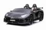 Auto elettrica 24V Lamborghini Aventador per due utenti, vernice nera, lettore MP4, Seduta in similpelle, porte ad apertura verticale, motore 2 x 45W, batteria 24V, RC da 2,4 Ghz, ruote in EVA morbide, sospensioni, avvio graduale,