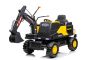 Volvo Excavator 12V Auto elettrica per bambini con bilanciere anteriore, sedile singolo, giallo, sedile in morbida similpelle, lettore MP3 con ingresso USB/TF/AUX, trazione posteriore, motore 2 x 35W, ruote EVA, batteria 12V/14Ah, con licenza