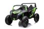 Macchinina elettrica per bambini 24V UTV XXL, verde, due posti in pelle, dischi freno, motor da 24 V, luci a LED, ruote in gomma gonfiabili con sospensione posteriore, lettore MP3 con USB e Bluetooth, volante regolabile