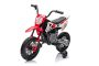 Moto elettrica per bambini MOTOCROSS, Rosso, batteria 12V, ruote morbide EVA, sedile in pelle, motore 2 x 25 W, sospensioni, telaio in metallo, lettore MP3 con Bluetooth, ruote ausiliarie