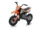 MOTOCROSS elettrico a bordo, arancione, batteria 12V, ruote morbide EVA, sedile in pelle, motore 2 x 25 W, sospensioni, telaio in metallo, lettore MP3 con Bluetooth, ruote ausiliarie