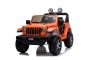 Auto elettrica per bambini Wrangler JEEP, Arancione, Sedile doppio in similpelle, radio con ingresso Bluetooth e USB, unità 4x4, Batteria al litio, ruote EVA, assi di sospensione, telecomando da 2,4 GHz, con licenza