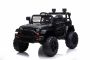 Auto elettrica per bambini OFFROAD con trazione posteriore, nera, batteria 12V, telaio alto, sedile largo, assi sospesi, telecomando 2,4 GHz, lettore MP3 con ingresso USB, luci a LED