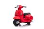 Scooter elettrico per bambini Vespa GTS, rosso, con ruote ausiliarie, omologato, batteria 6V, sedile in pelle, motore 30W