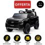 Macchina elettrica per bambini FORD Ranger 12V, nero, sedile in pelle, telecomando 2,4 GHz, ingresso Bluetooth/USB, sospensione, batteria 12V, ruote in plastica, 2 motori da 30 W, licenza ORIGINALE