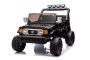 Auto elettrica cavalcabile Toyota FJ Cruiser XXL con trazione integrale 4x4, con licenza (biposto), nero, batteria al litio portatile, telaio alto, due sedili, sospensione posteriore, telecomando a 2.4 GHz, lettore MP3 con Bluetooth, luci a LED.
